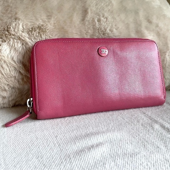 CHANEL Long Wallet Pink CC Mark/Coco Button (Made in Italyš®š¹) - Picture 1 of 11